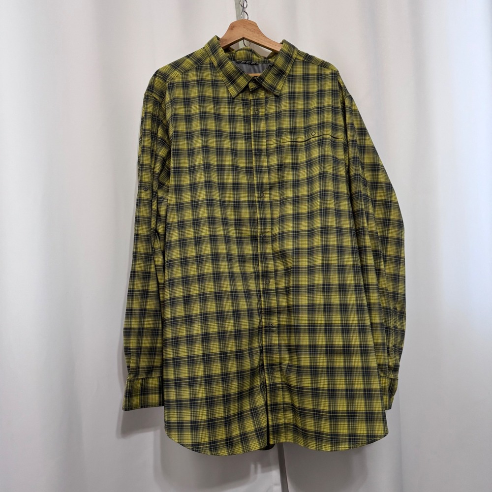 Swiss Tech Mens Long Sleeve Plaid Snap Front Roll Tab Shirt Yellow Black 3XL
